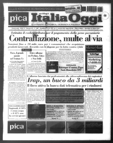 Italia oggi : quotidiano di economia finanza e politica